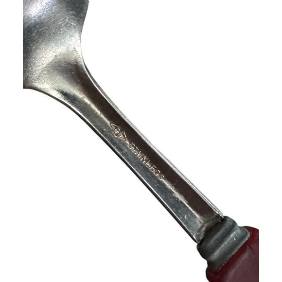 VTG Bakelite Red Handled Flatware Knives Spoons Kitchen Stainless Steel READ - Picture 6 of 11